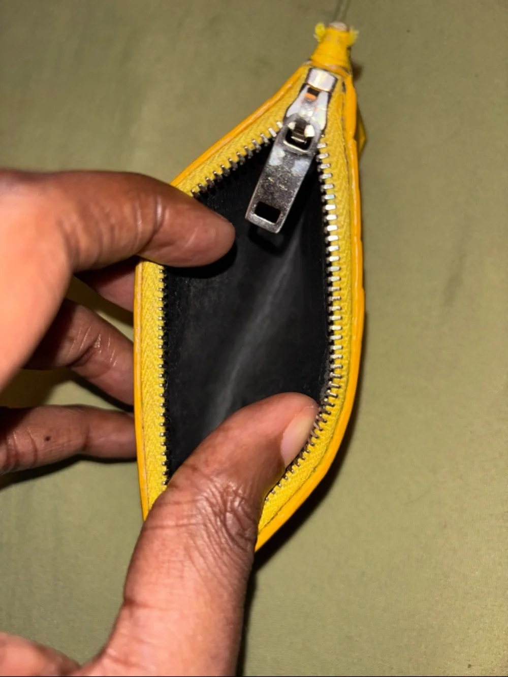 Saint Laurent Orange Leather Zip Card Holder - Picture 3 of 3